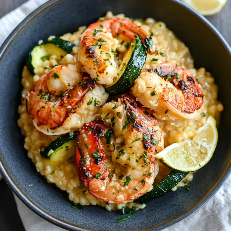 Lemon Butter Lobster Risotto garnished with parsley and lemon zest.