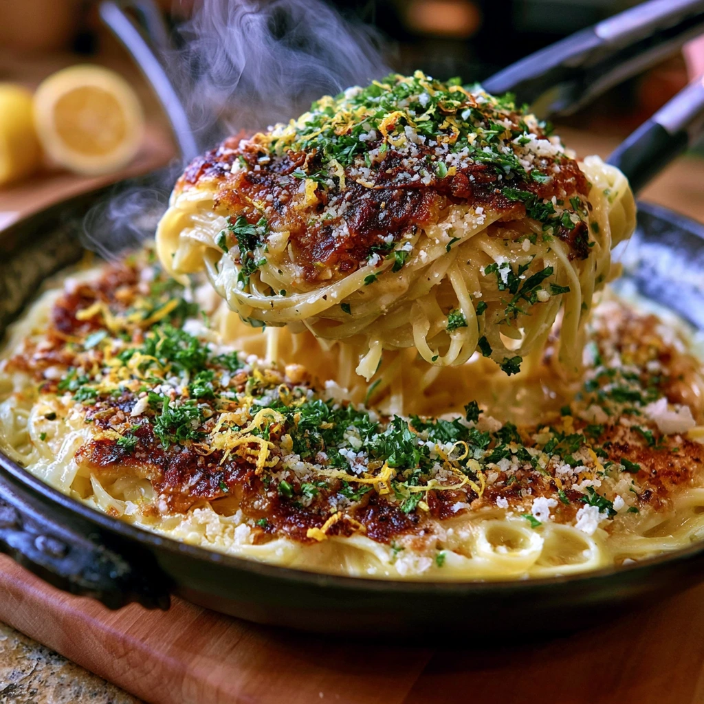 Creamy Lemon Garlic Butter Pasta Linguine tossed in creamy lemon garlic butter sauce with Parmesan cheese and parsley