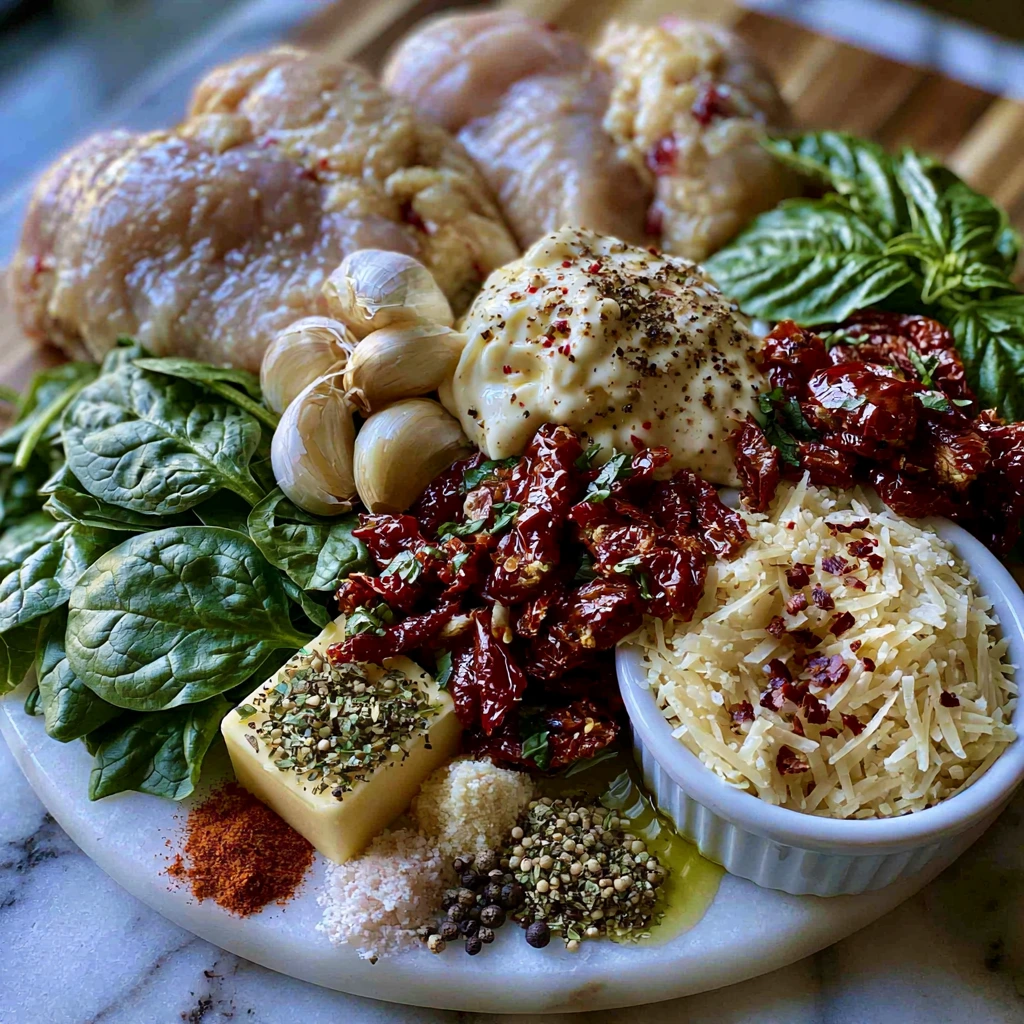 Ingredients for Tuscan Garlic Chicken with Spinach recipe