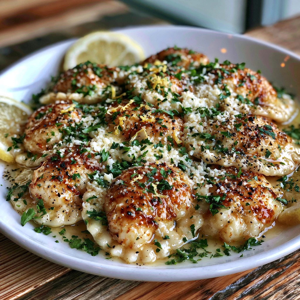Lobster Ravioli in Zesty Lemon Butter Sauce garnished with Parmesan, parsley, and fresh lemon zest.