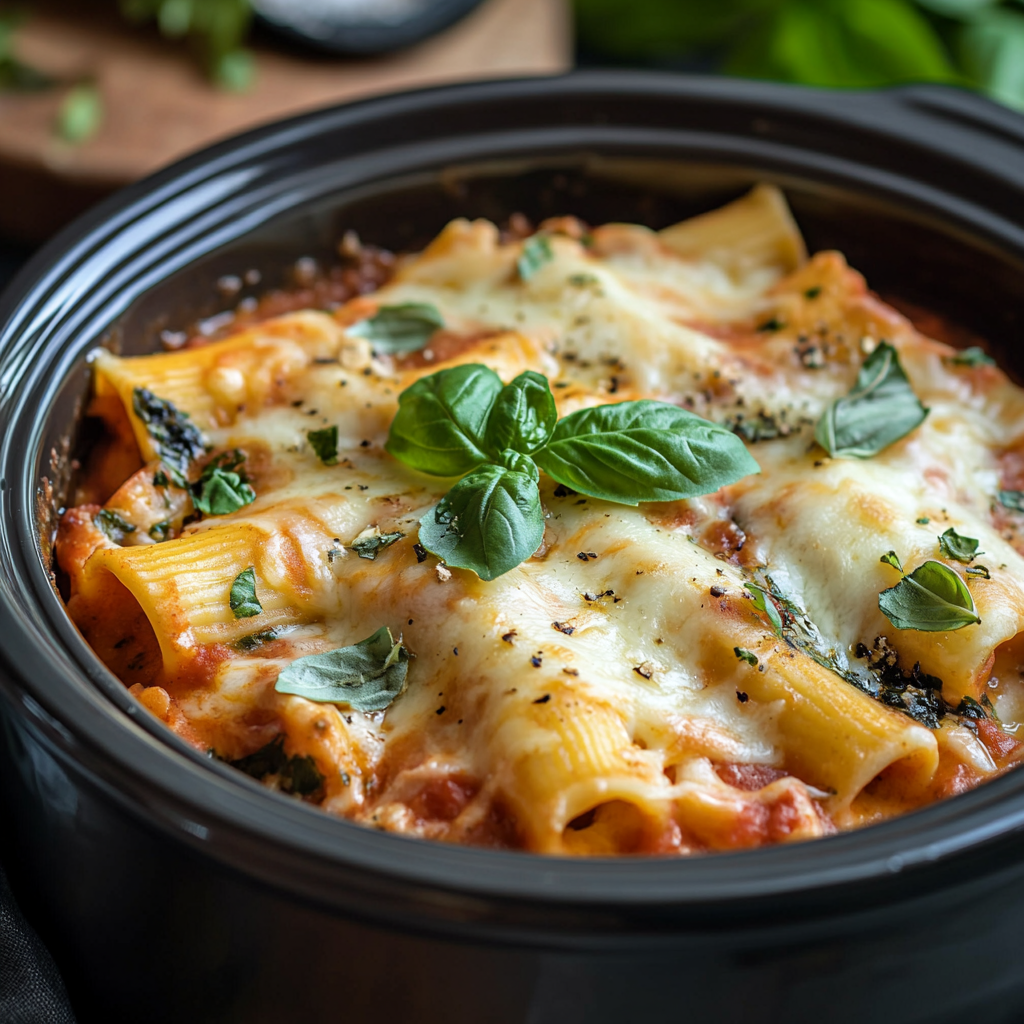Slow cooker manicotti in crockpot