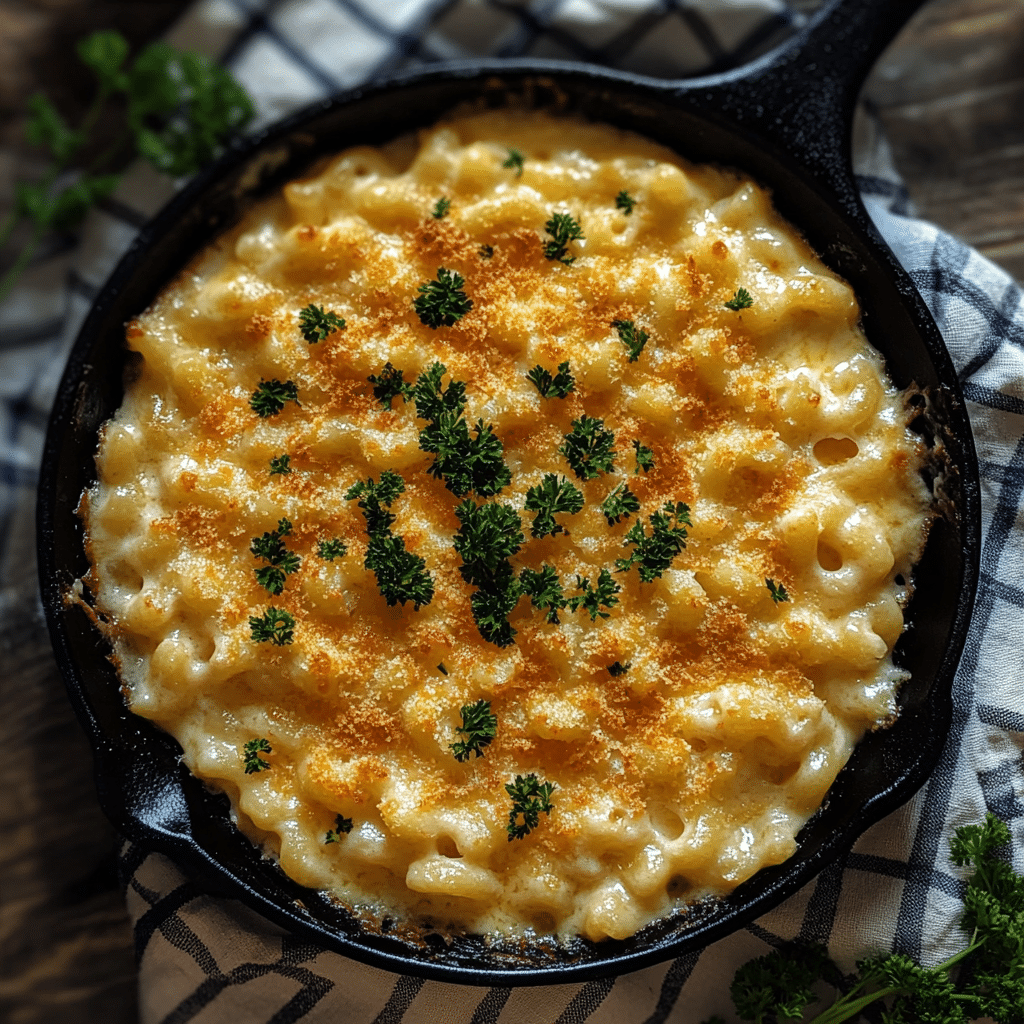 Slow Cooker Mac and Cheese Paula Deen –1 Best Creamy Recipe You’ll Love 8 served mac and cheese with garnish