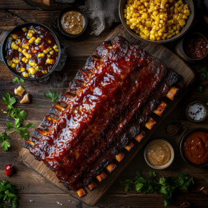 Slow cooker ribs St Louis with BBQ glaze