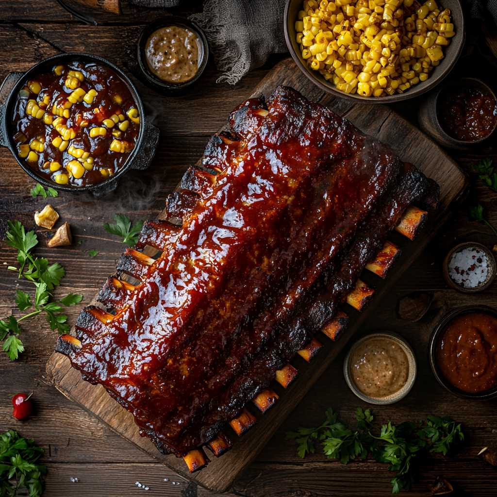 Slow cooker ribs St Louis with BBQ glaze