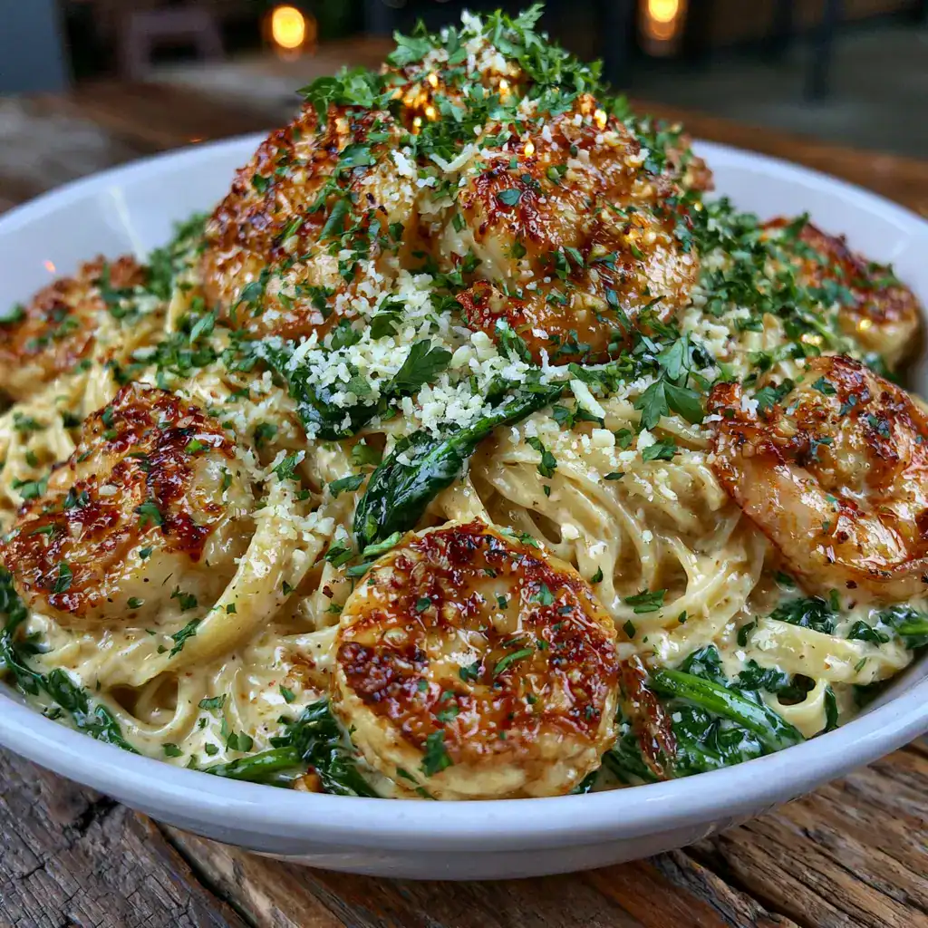 Creamy Shrimp Alfredo with Spinach