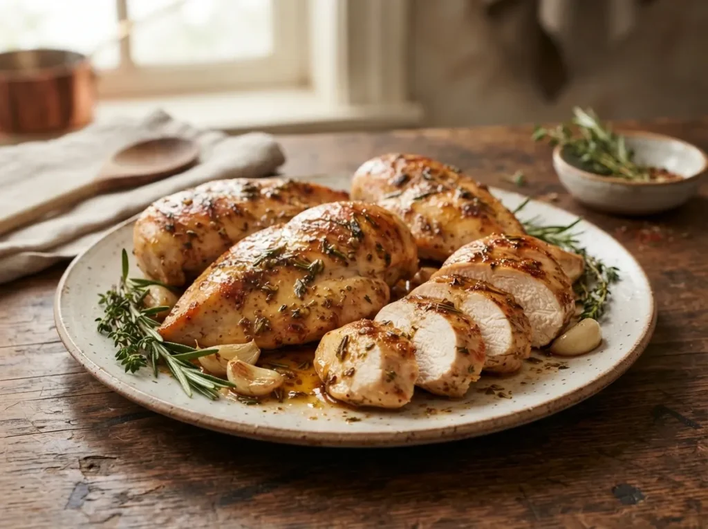 Juicy slow cooker chicken breast with garlic and rosemary