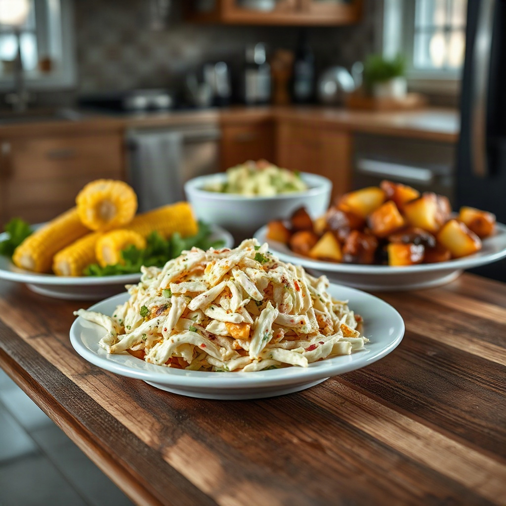 The Ultimate BBQ Side Dishes for Your Summer Weekend 6 A platter of colorful BBQ side dishes including grilled corn, coleslaw, and baked beans, beautifully arranged for serving.