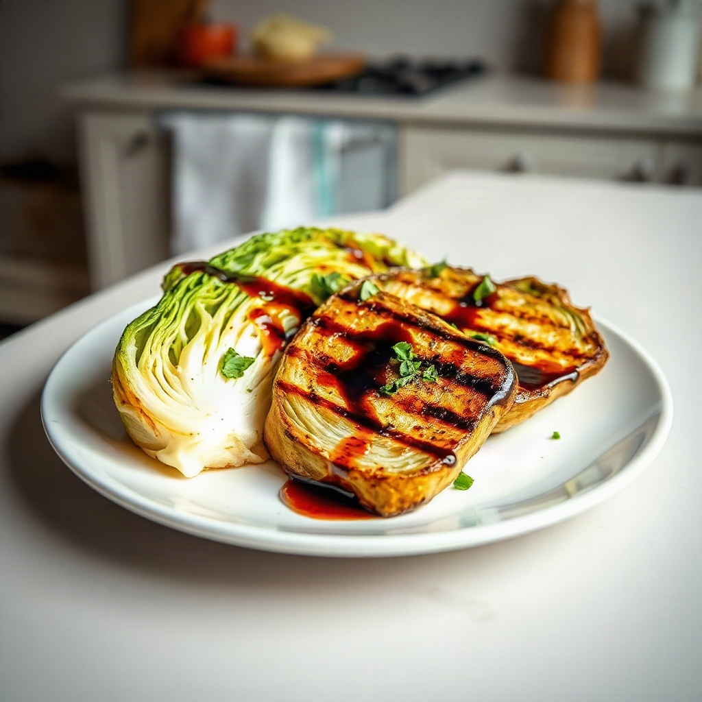 Cabbage Steaks: The Visually Stunning Vegetarian Dinner Trend 6 Cabbage steaks presented with garnishes, showcasing a vibrant vegetarian dish.