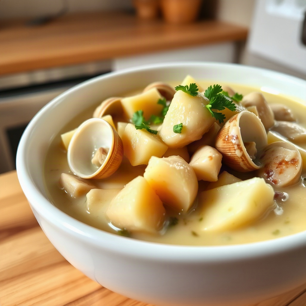 Classic Clam Chowder Recipes: The Comfort Food Surging on Pinterest 6 Bowl of classic clam chowder garnished with fresh herbs and served with oyster crackers.