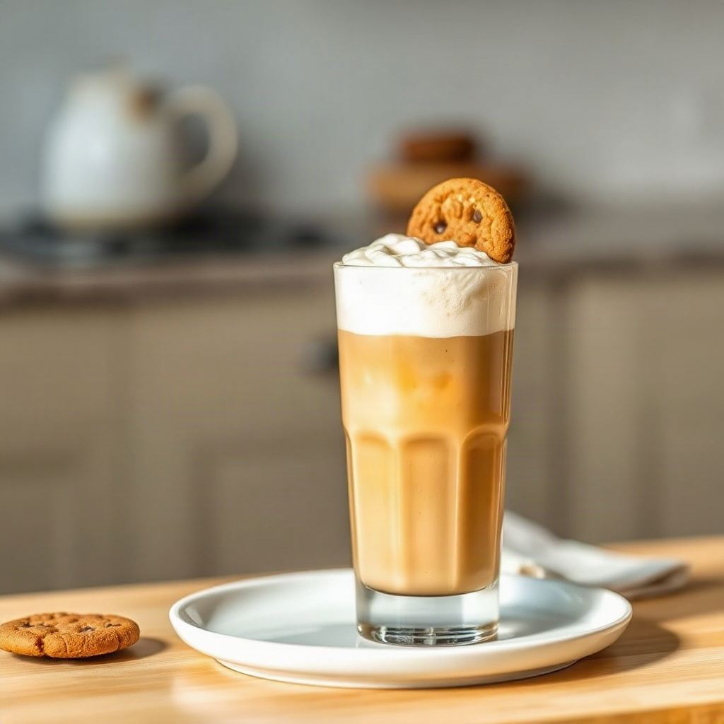 A beautifully plated cookie butter cold foam topped with a light, creamy layer.