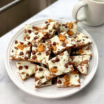 Finished cottage cheese bark on a plate, showcasing its texture and presentation.