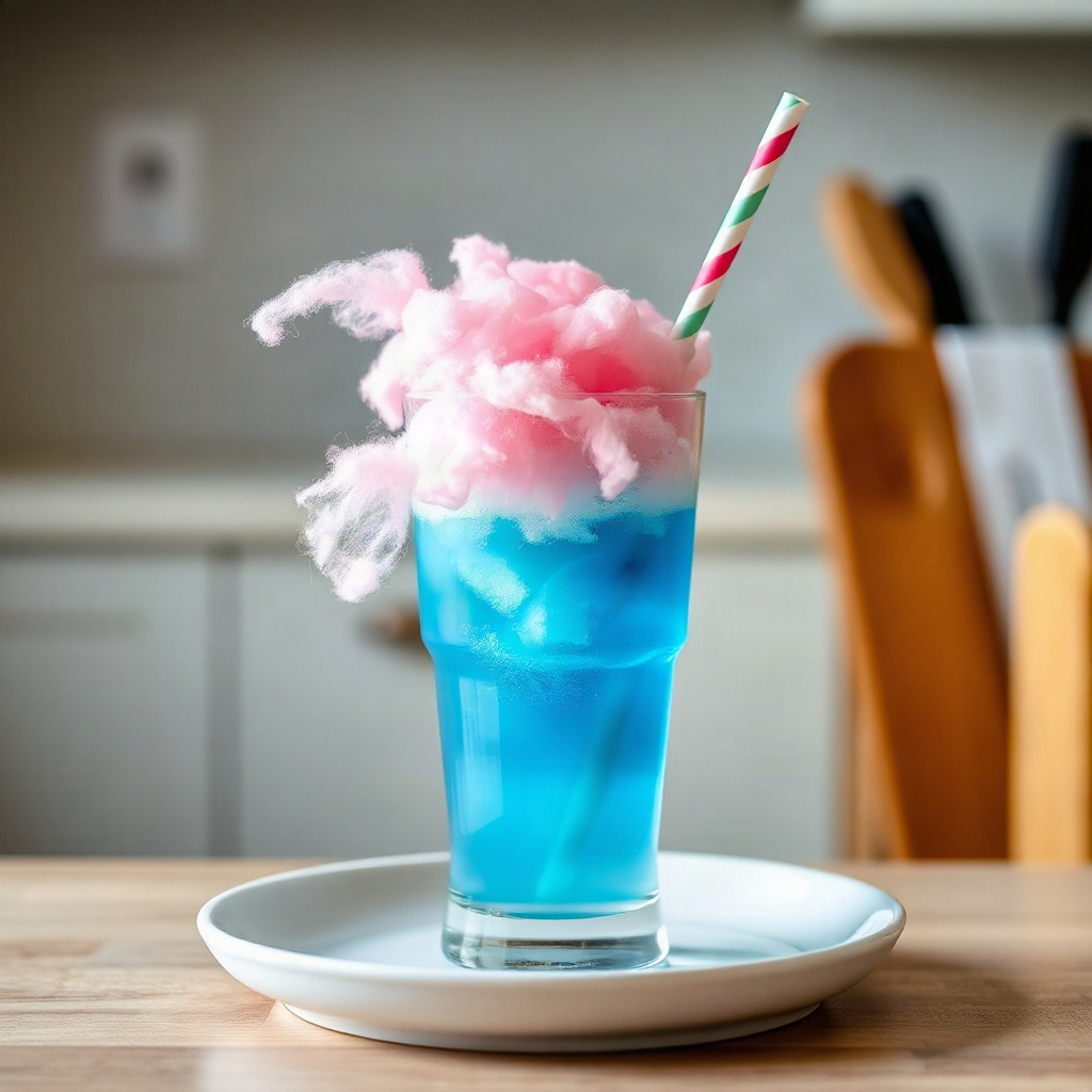 Cotton Candy Dirty Soda Recipe: A Fun and Colorful Soda Hack 6 A colorful cotton candy dirty soda served in a glass, topped with cotton candy and vibrant garnishes.