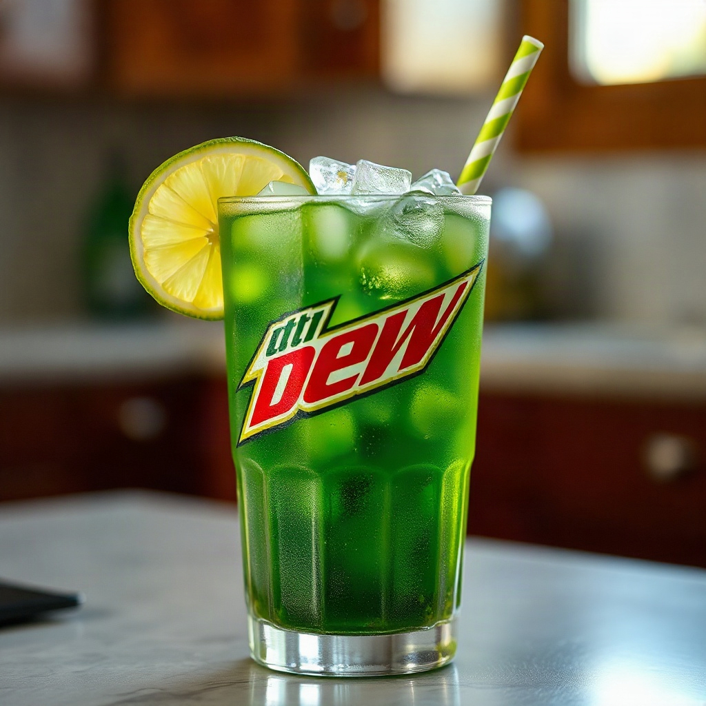 Dirty Mountain Dew Recipe: The Caffeinated Twist on Dirty Soda 6 The Dirty Mountain Dew Recipe served with garnishes, showcasing its unique presentation.