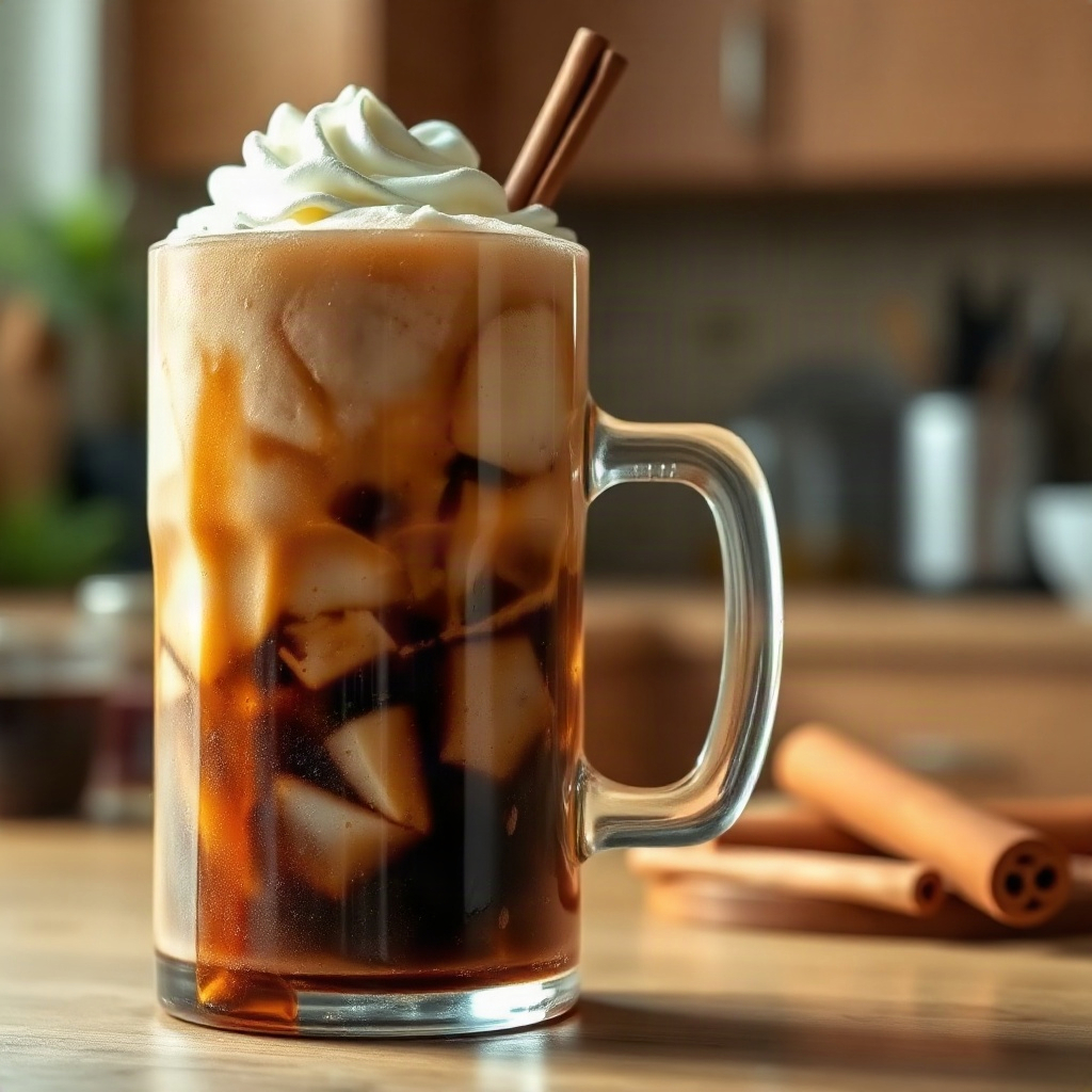 Dirty Root Beer Recipe: A Creamy, Spicy Take on the Viral Dirty Soda 6 A glass of Dirty Root Beer topped with whipped cream and a hint of spice, served in a festive setting.