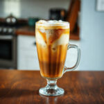 A finished Dirty Root Beer recipe featuring a creamy, dark beverage in a glass with ice. — root beer dirty soda recipe