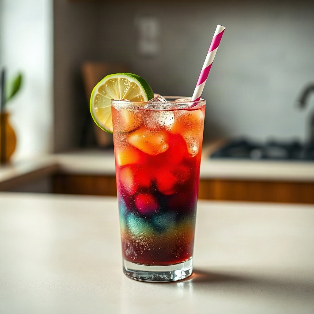 The Dirty Soda Ingredients Guide served with garnishes, showcasing various toppings specific to the drink.