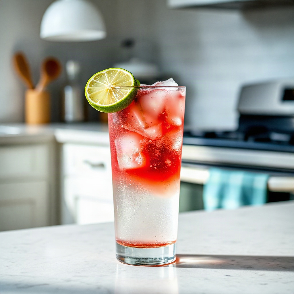 Dirty Sparkling Water Recipe: A Healthier Take on the Dirty Soda Trend 6 A glass of dirty sparkling water garnished with lime and mint, served in a clear glass.