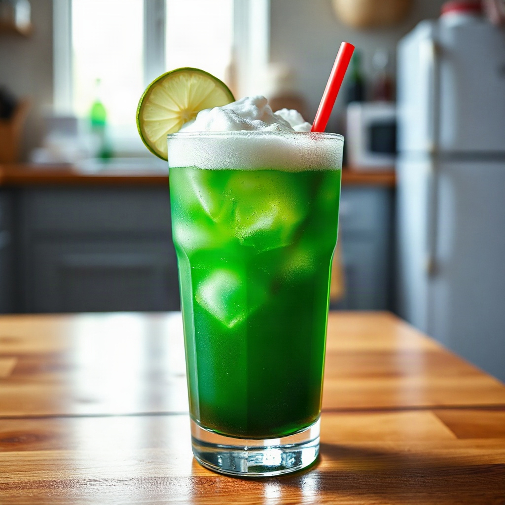 Dirty Sprite Recipe: A Refreshing Twist on the Viral Dirty Soda Trend 6 A glass of Dirty Sprite with ice, garnished with mint leaves and a slice of lime, ready to be served.