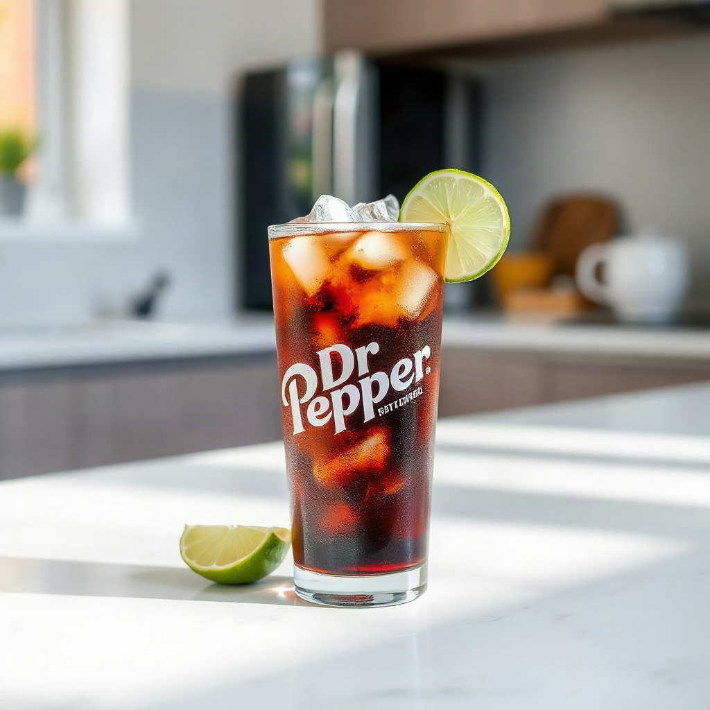 Finished Dr Pepper and Cream Soda drink in a glass, showcasing the sweet combination.