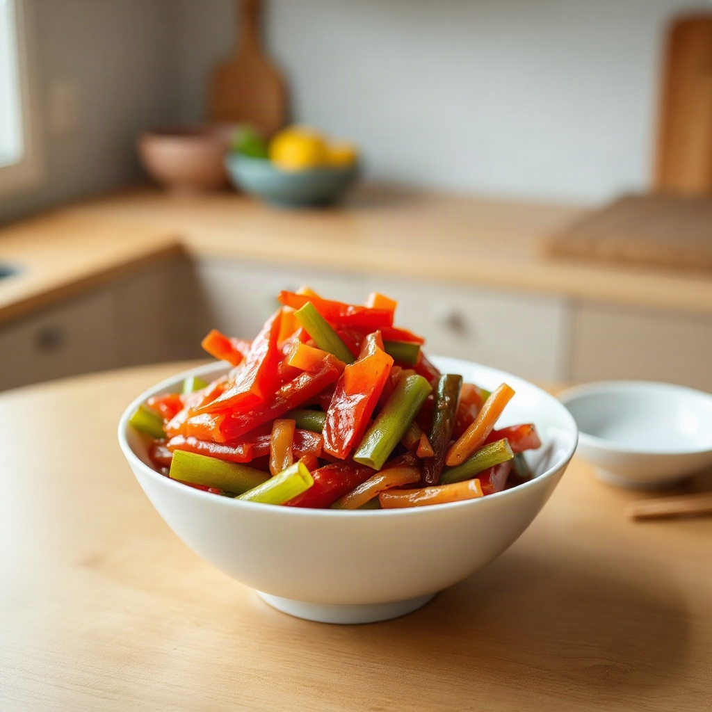 Fermented Cabbage Recipes for Gut Health: Kimchi, Sauerkraut & More 2 A serving of kimchi and sauerkraut garnished with green onions and chili flakes, showcasing fermented cabbage recipes.