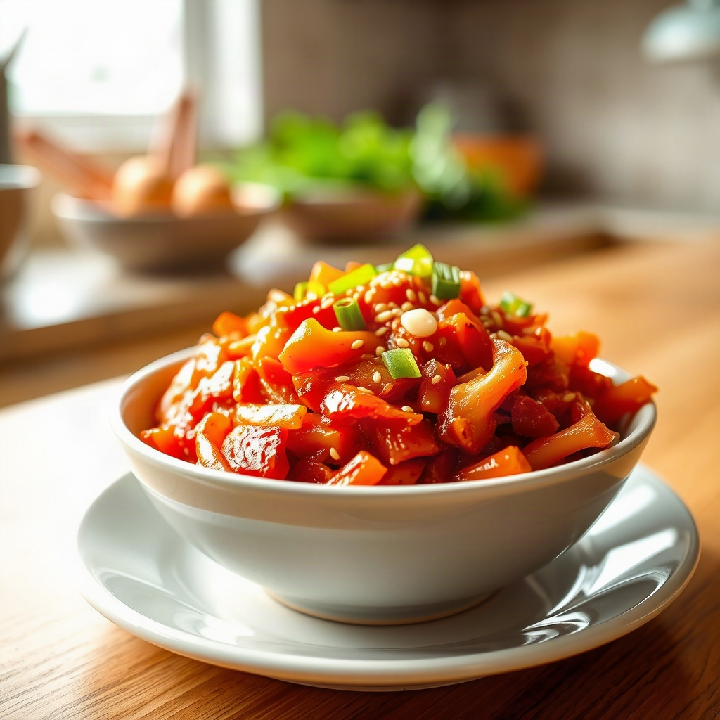 Fermented Cabbage Recipes for Gut Health: Kimchi, Sauerkraut & More 6 Plated serving of kimchi and sauerkraut garnished with fresh herbs and spices.