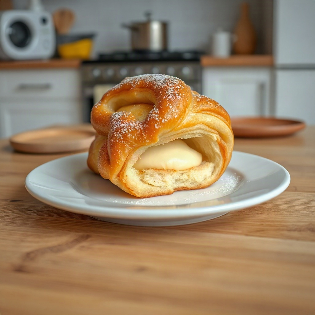 Cruffin Recipe: How to Make the Croissant-Muffin Hybrid at Home 6 A cruffin served with toppings, showcasing the layers and texture distinct from the hero shot.