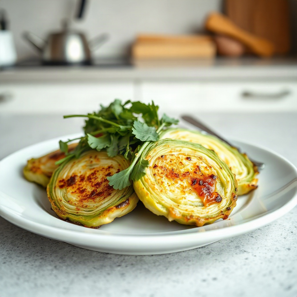 Finished cabbage steaks arranged on a plate, showcasing their grilled texture and golden-brown edges in a single hero shot. — cabbage steak recipe