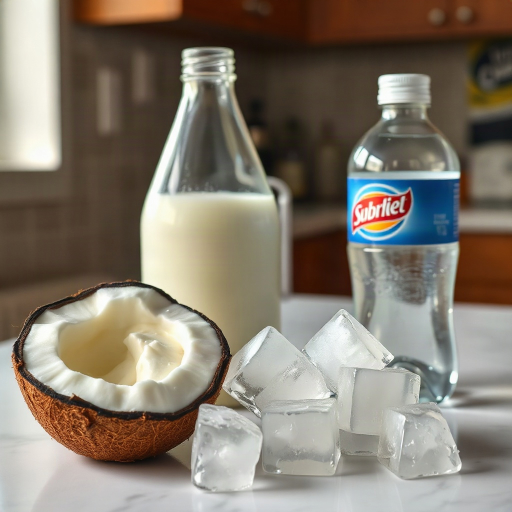 Coconut Cream Dirty Soda: The Secret Ingredient Behind the Viral Trend 4 Small bowls of coconut cream, soda, and other raw ingredients arranged on a cutting board.