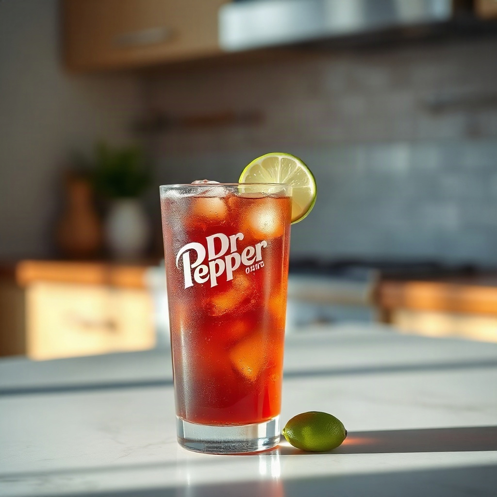 Alcoholic Dirty Dr Pepper: 10 Spiked Recipes for the Viral Soda 4 Raw ingredients for Alcoholic Dirty Dr Pepper, including small bowls of soda and spirits, arranged on a counter.