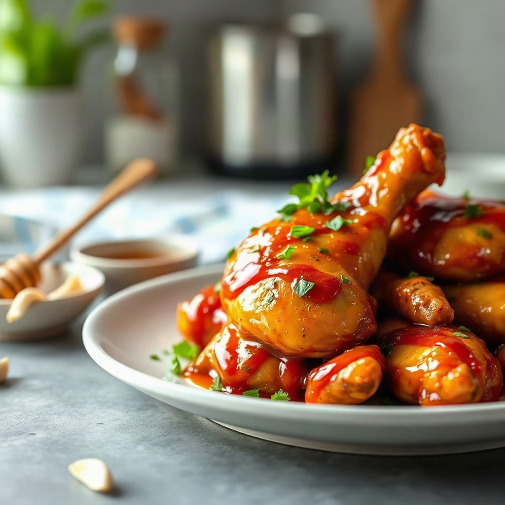 Hot Honey Garlic Chicken: The Defining Flavor of 2026 4 Raw ingredients for hot honey garlic chicken arranged in small bowls and on a cutting board.
