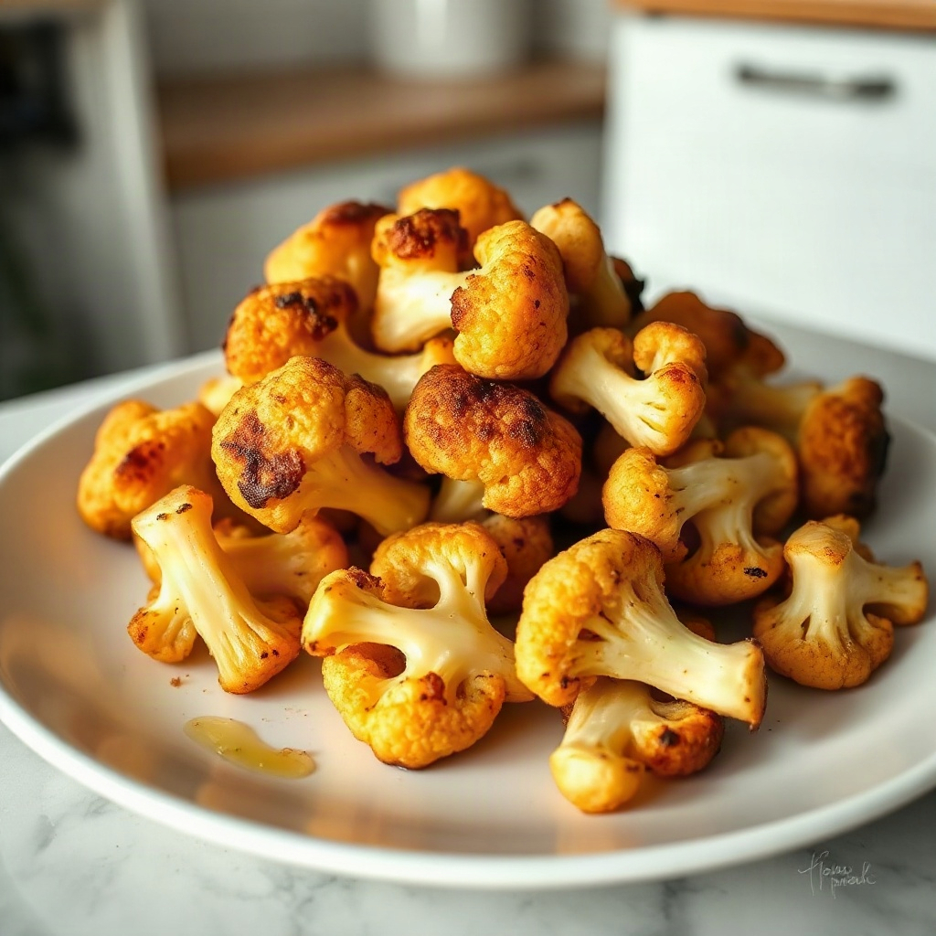 Plated roasted cauliflower featuring various oven-baked flavor variations, showcasing the dish's texture and color. — roasted cauliflower recipes oven