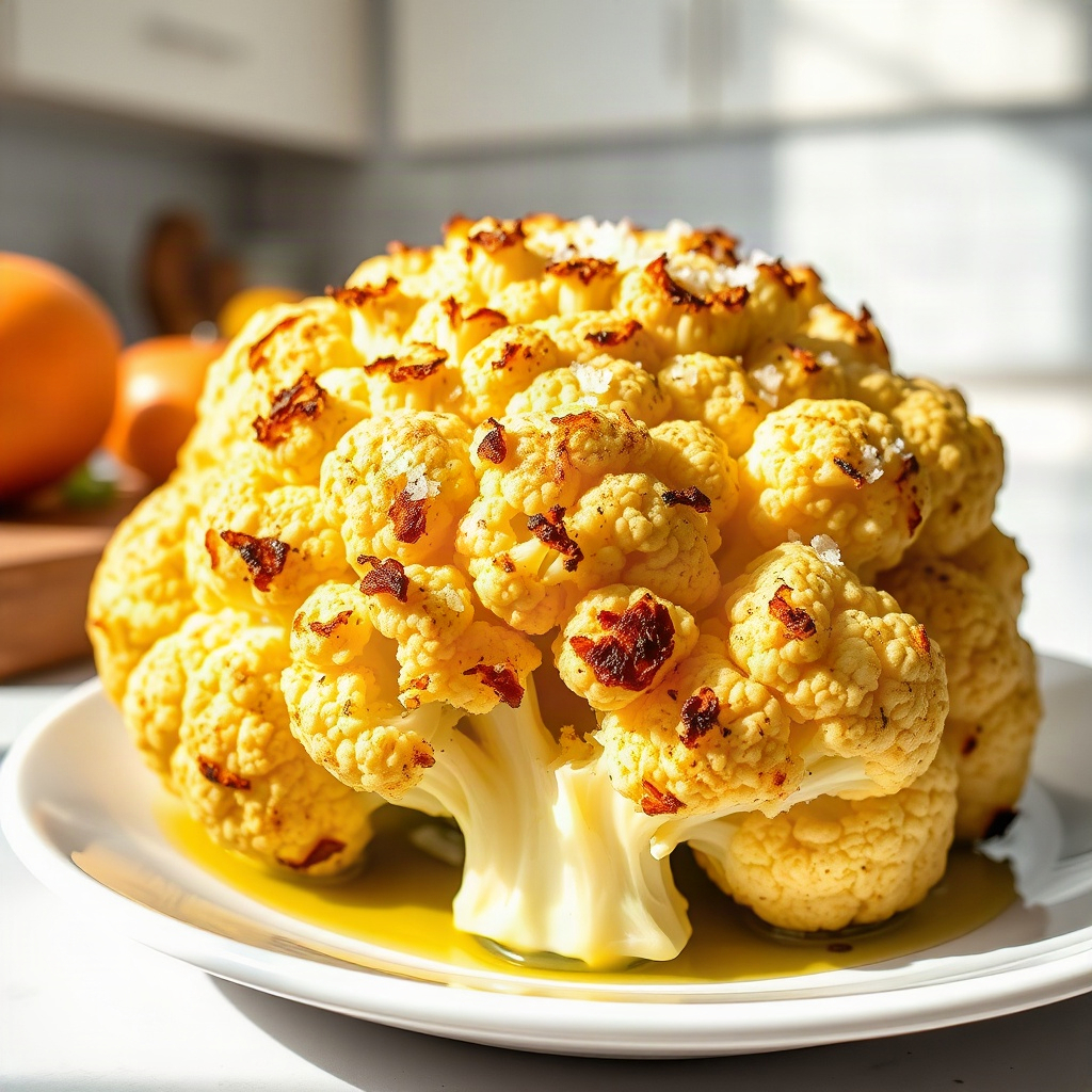 Roasted Cauliflower Recipes: Oven-Baked Flavor Variations 6 Served roasted cauliflower topped with herbs and spices, showcasing flavor variations from the recipe.