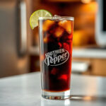 A finished glass of Southern Comfort and Dr Pepper, showcasing the classic spiked dirty soda recipe with ice. — dr pepper and southern comfort