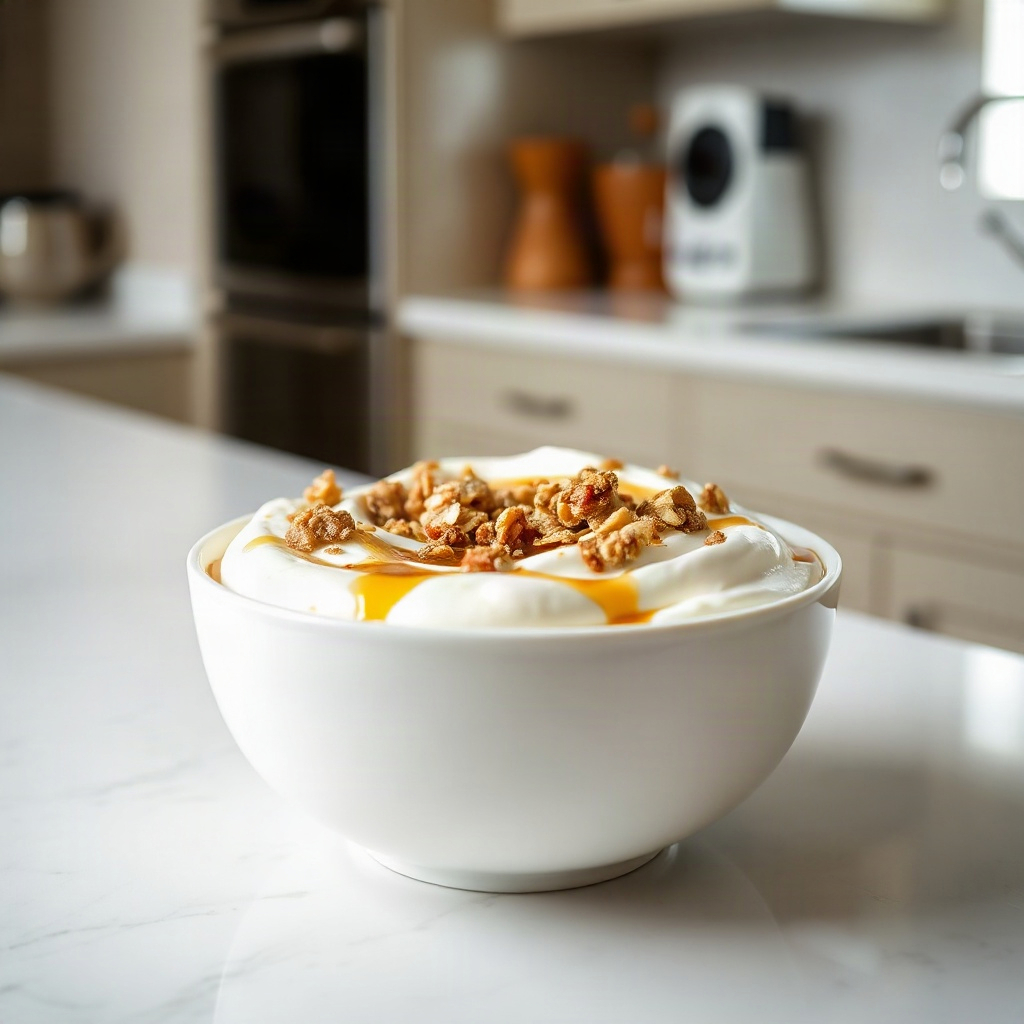 How to Make Yogurt With a Slow Cooker – Easy Guide 12 A bowl of yogurt topped with fruit and nuts, showcasing the finished recipe from the guide.